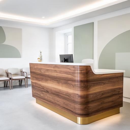 Eleganter Empfangstresen aus Holz in einer modernen Zahnarztpraxis in St. Gallen